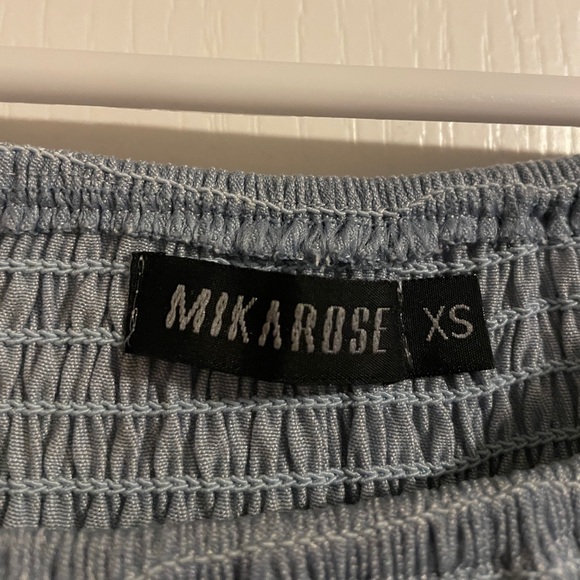 Mikarose The Spencer Faded Denim Sheen Smocked Waist Puff Sleeve Dress‎ Size XS - Picture 4 of 7